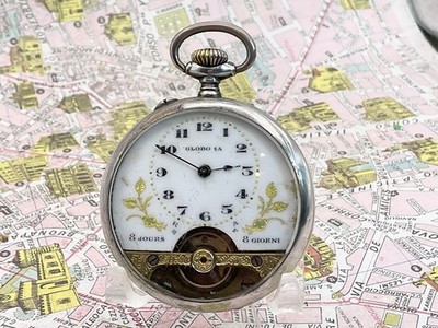 Globus . Emile Gander . 8 Tage . Silber . 1893 . TASCHENUHR