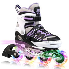 2PM SPORTS Purple Kids US 10C-13C Adjustable Inline Skates w/ Light Up Wheels