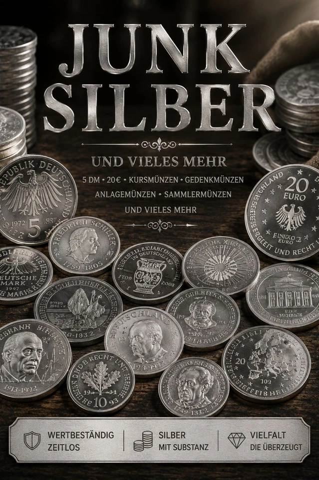 JUNK SILBER, Sterlingsilber, Münzen aus aller Welt