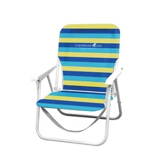   Folding Beach Chair - Blue Yellow Stripes