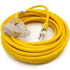 50 ft - 14 Gauge Heavy Duty Extension Cord - 3 Outlet Lighted SJTW - Indoor/O...