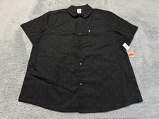 NEW Disney Button Up Shirt Extra Large Black Mickey Mouse Embroidered Logo Parks