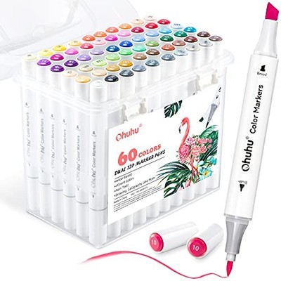 Ohuhu 60 Dual Tip Art Marker Set Pinsel & Meißel auf Wasserbasis 59 Farben OH...