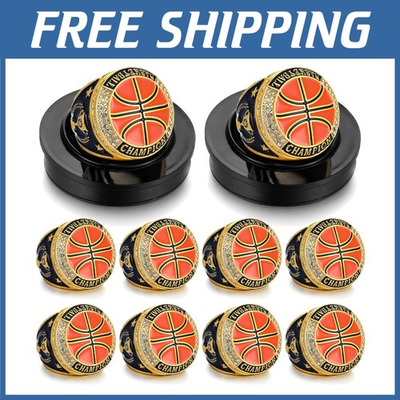 #ad Set of 10 Basketball Champion Rings with Stand $128.79