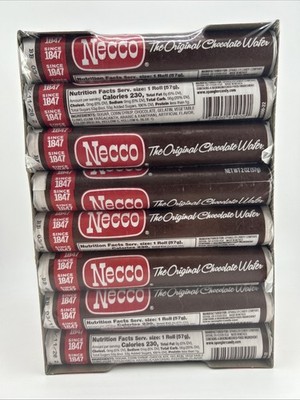 NECCO  Chocolate Flavor Wafer Candy Rolls, 2-Ounce (Box of 24 Count) BB 3/11/28