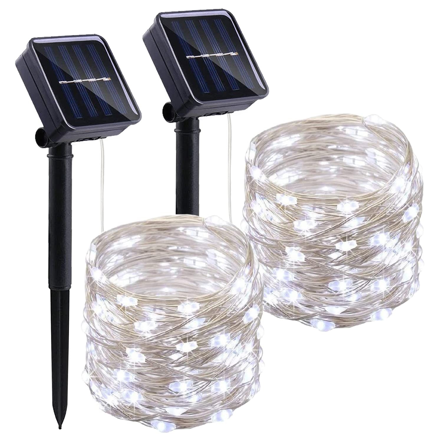 Lightop 33ft Solar String Lights Outdoor Waterproof 100LED Copper Wire 2 Pack