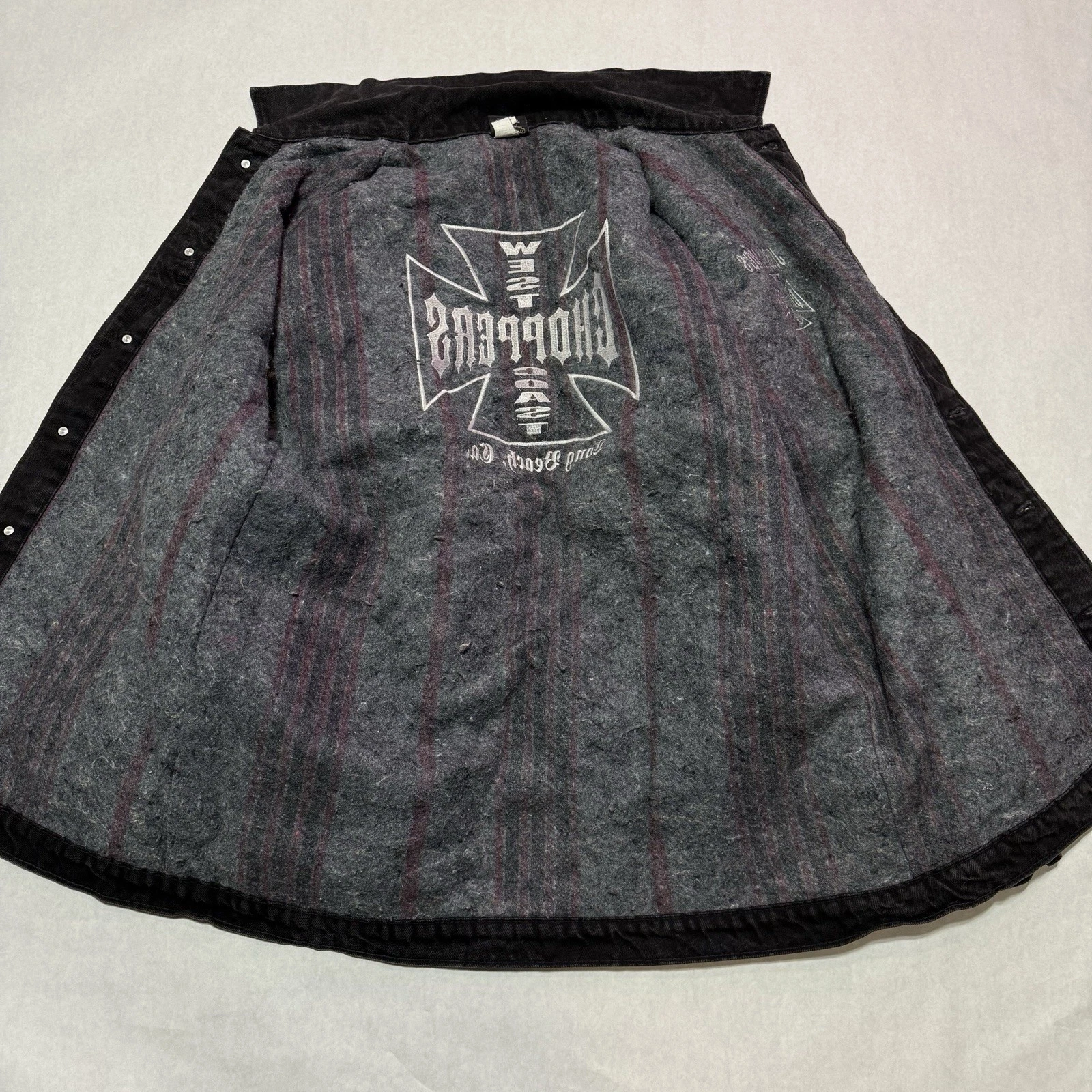 Vintage West Coast Choppers Chore Work Jacket Embroidered Medium Long Beach CA image 5