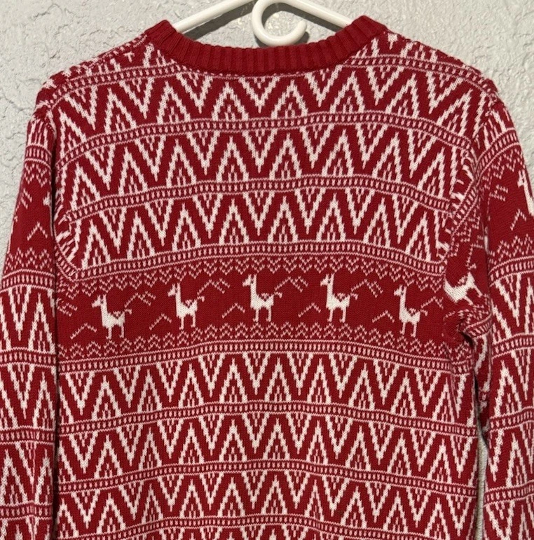 Ugly Sweater Christmas Party Llama 33 Degrees Pullover Red White Women Small