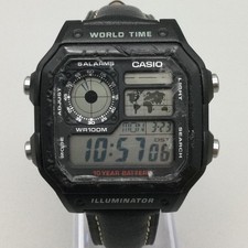 Casio AE-1200WH 3299 Mens Watch 40mm Black Digital World Time New Battery