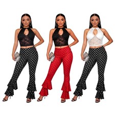 Women Sets Dating Costume Elastic Waistband Tracksuits Layered Tops Two-piece