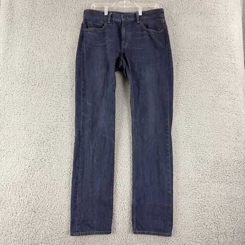 Uniqlo C Slim Straight Jeans Men's 32 Dark Wash Blue Denim Casual Pants
