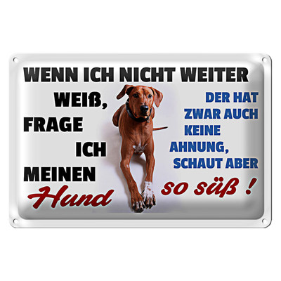 Blechschild Spruch 18x12cm wenn ich nicht weiter weiß Hund