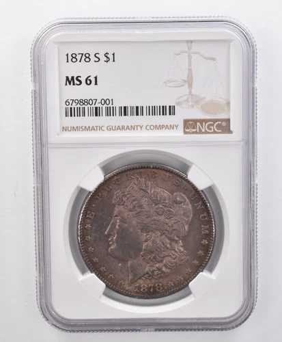 MS61 1878-S Morgan Silver Dollar NGC Beautifully Toned *0761