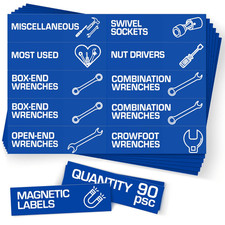 90 Pcs Magnetic Tool Box Labels 3.5x1 inch Blue Magnetic Toolbox Labels
