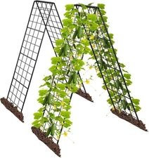 2Pcs Garden Cucumber Trellis Plant Support,Rustproof Climbing Veg & Flower Stand