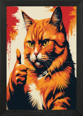 Katze Daumen hoch Gerahmtes Wandbild Poster Leinwanddruck Bild