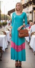 Mint & Coral Soft Knit Casual Maxi Dress M/L