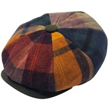 Baker Boy Hat in Multicolour Patchwork Newsboy Cap Wool Flat Cap