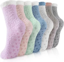Trifabricy Fuzzy Socks - 7 Pairs Slipper Socks for Women, Women's Winter Warm Co