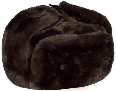 Russian ushanka winter hat. Brown Faux fur. Trapper Hunter Ear