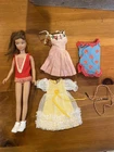 1963 SKIPPER Doll Barbie Little Sister Brunette Swimsuit and 3 Outfits