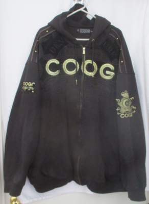 EXCELLENT COOGI BLACK & GOLD EMBROIDERED FULL ZIP HOODIE JACKET