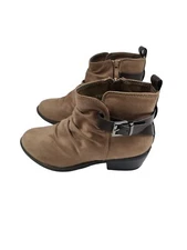 TOP MODA WOMENS Faux Suede Brown Ankle Bootie Slouch Side Zip Boot Size 5.5