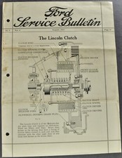 1923 Ford Service Bulletin Lincoln Clutch Fuel Tank Fan Belt Original 23