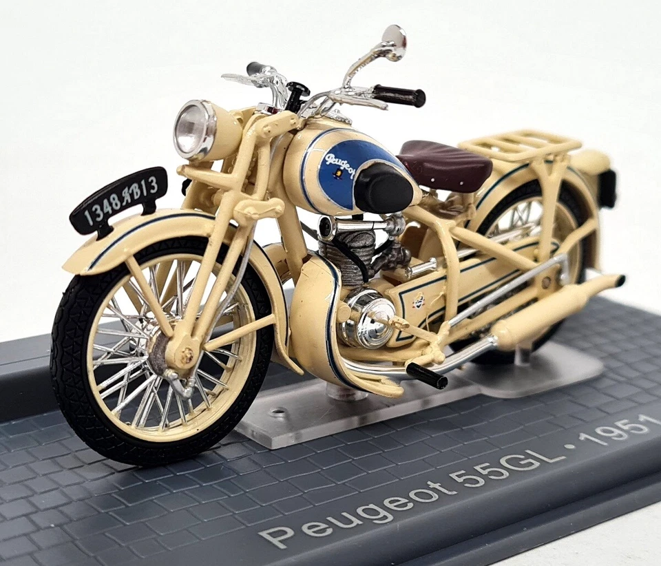 Ixo 1/24 - Peugeot 55GL 1951 + Zócalo Modelo appx 8cms Moto Foto 3 de 4