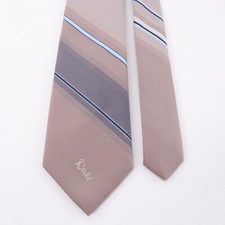 Vintage Lilly Dache Tie Mens 54in Silk Taupe Pink Gray Tan Striped Classic
