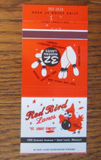 BASEBALL MATCHBOOK: STAN MUSIAL & JOE GARAGIOLA BOWLING LANES ST. LOUIS CARDS B2