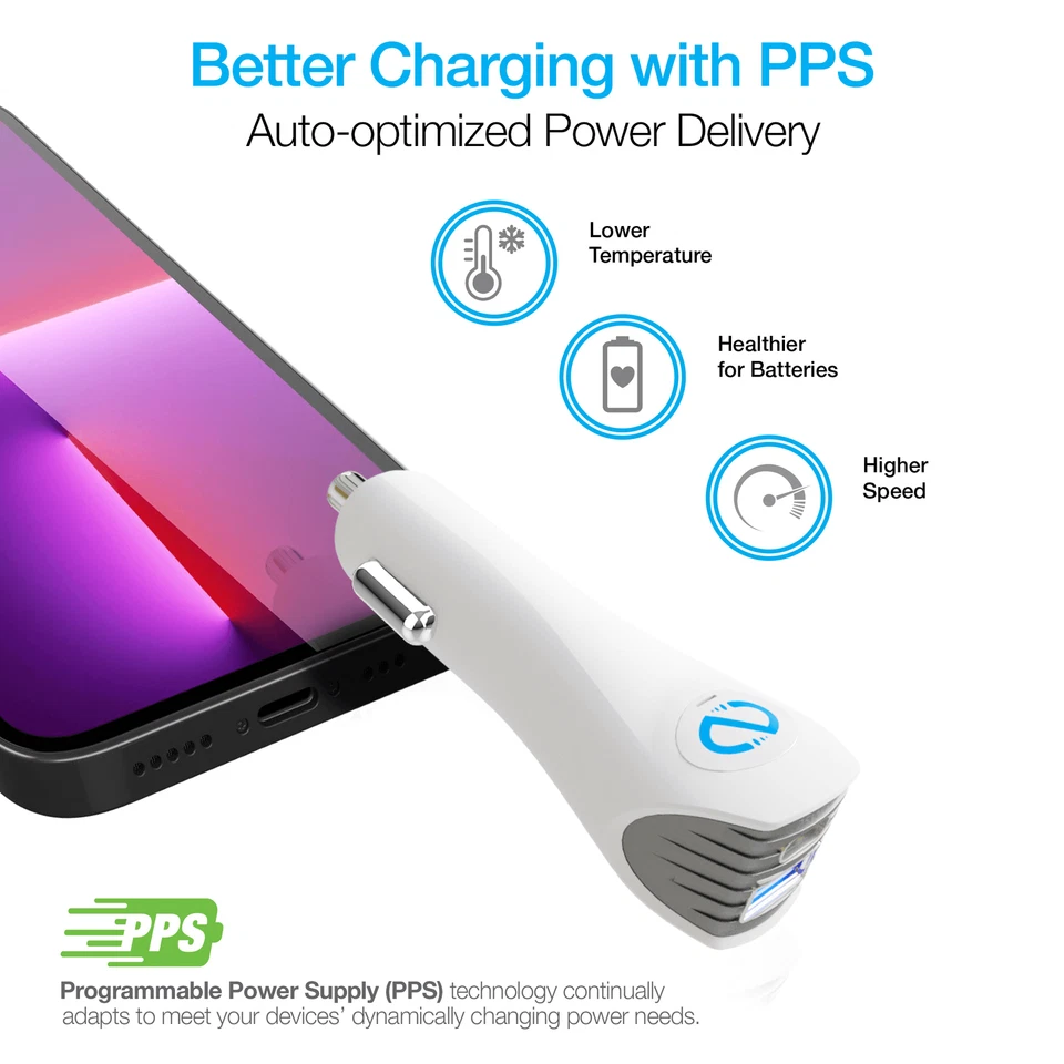 Naztech N420 PD25W+2.4A Car Charger + C to MFI 4ft Cable Universal Compatibility - Image 3 of 4