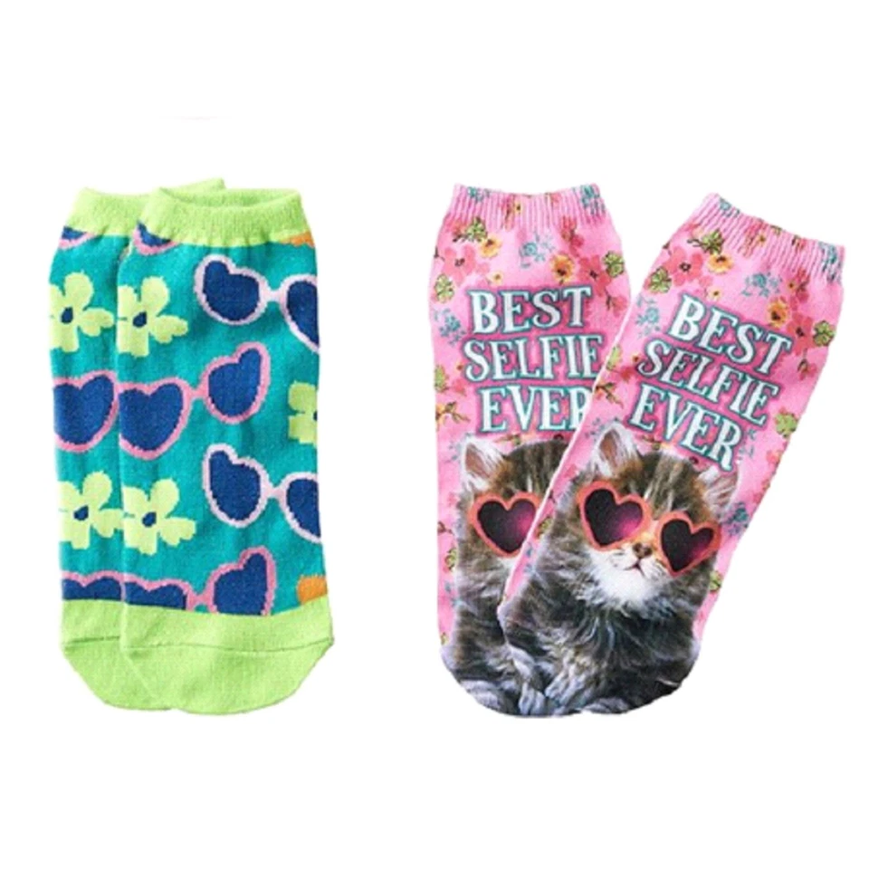 Pink Cookie Big Girl's Best Selfie Ever No Show Calcetines 5 Pares Nuevos con Etiquetas Foto 3 de 4