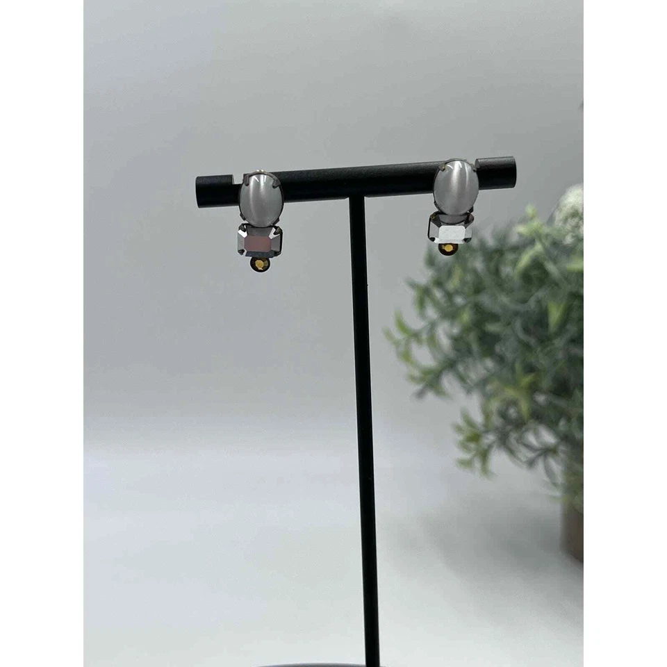 Sorrelli Signed White Opal水晶水钻吊坠耳环  — 第 4/4 张图片