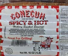 Conecuh Spicy & Hot Hickory Smoked Sausage 16 Oz (4 Pack)