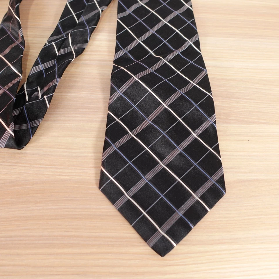 Gravata masculina xadrez de seda preta cetim corpcore formal CROFT BARROW - Imagem 2 de 4
