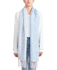 STEVE MADDEN Womens Cozy Blanket Scarf with Fringe Blue and White 1SFM $25 - NWT