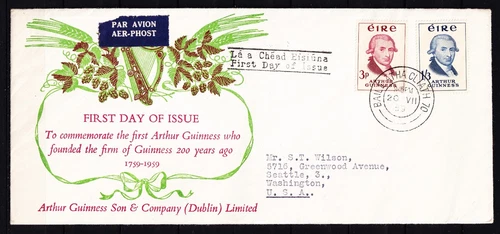 IRELAND 1959 Guinness Brewery (167-168) . First Day Cover