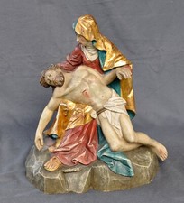 Antike Pieta-Gruppe 19. Jahrhundert, Holz geschnitzt, polychrome Bemalung