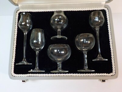 Set/6 MOSER Czechoslovakia Moser Club Miniature Stemware, Original Case