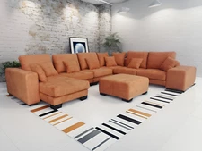 S2606 5PC NEW MODERN MICROFIBER FABRIC U SECTIONAL SOFA SET (Custom made option)