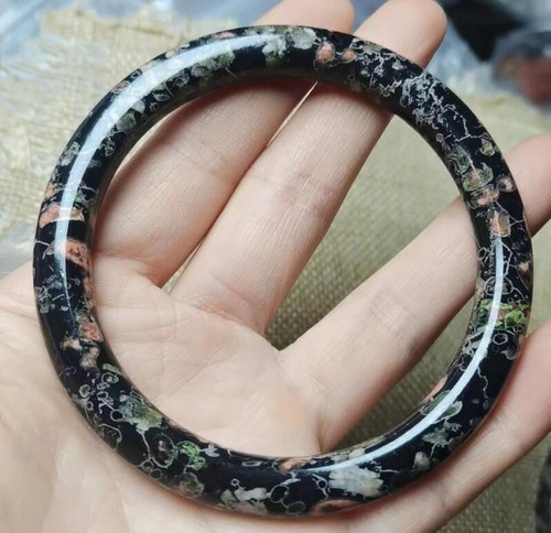 Rare Natural Black Plum Jade Gemstone Bracelet Bangle Women Jewelry 54-64mm - 第 24/39 張圖片