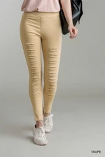 Umgee Jeggings - the BEST!  Taupe, high waist, distressed with holes... BNIB