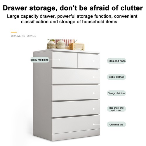 Tall Dresser for Bedroom Dresser with 6 Drawers, Chest of 6-Drawer Dresser White - Picture 7 of 17