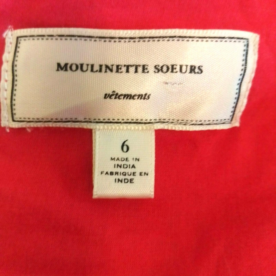 Vestido de Natal feminino MOULINETTE SOEURS vermelho algodão ilhós bordado tamanho 6 - Imagem 4 de 4