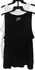 New Womens 4X 28W-30W 2 Pack Black and White Ribbed Tank Tops Terra & Sky
