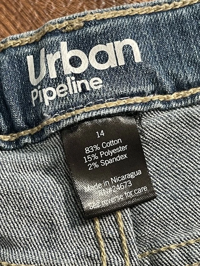 Pantalones de mezclilla Urban Pipeline para niños calce recto azules mezcla de algodón talla 14 Foto 4 de 4