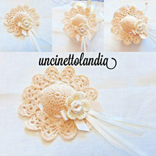 Lotto 10pz cappellini uncinetto,shabby chic bomboniera,handmade,segnaposto