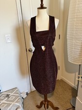 Express Women Red Glitter Cutout  Cocktail Dress 6