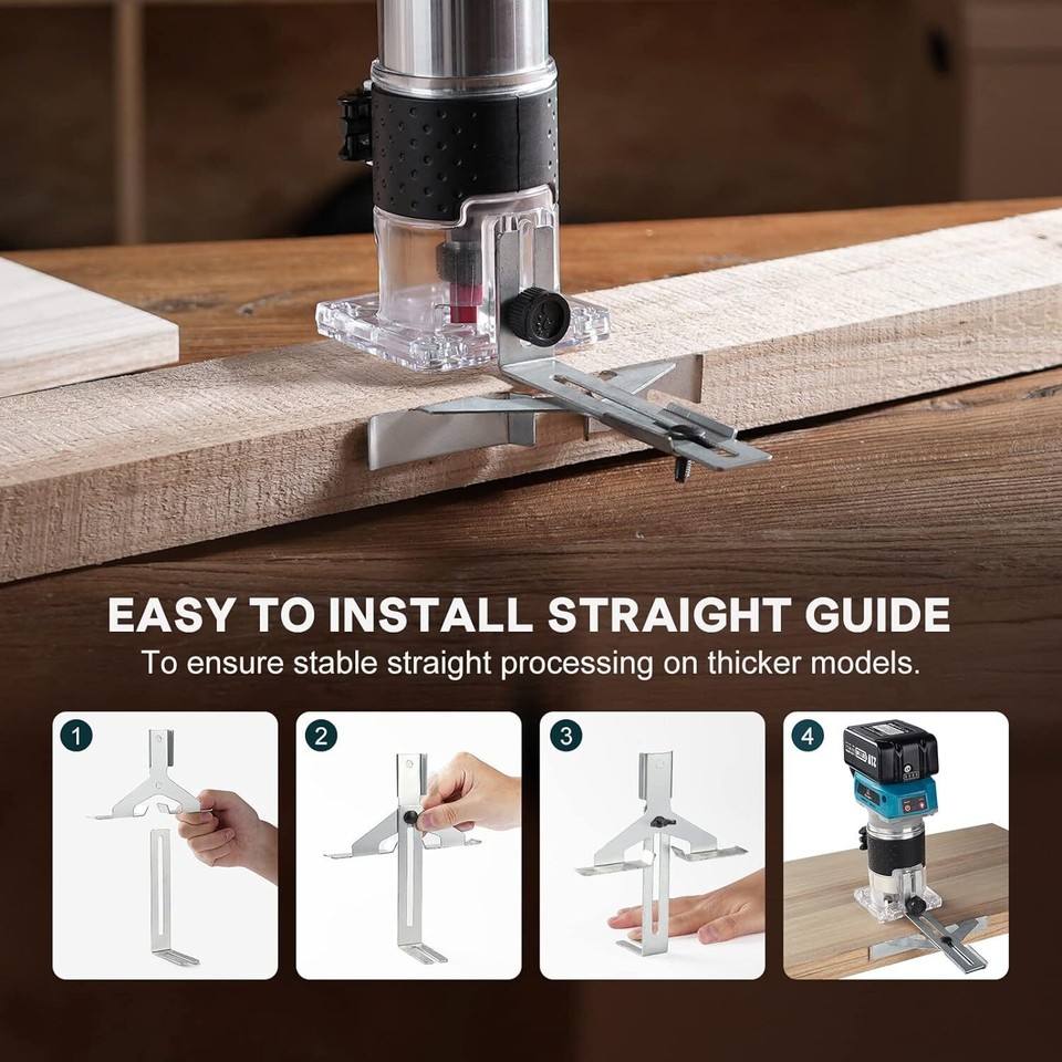 Cordless Compact Wood Palm Router Kit 1/4